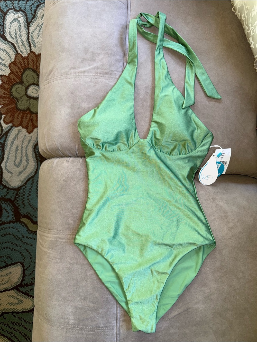 Shimmery Emerald Halter One-Piece NWT